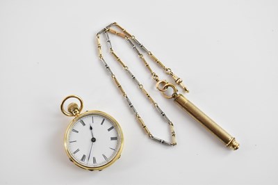 Lot 511 - An 18ct yellow gold crown wind fob watch, with...