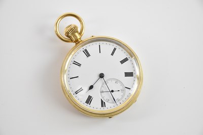 Lot 500 - An 18ct yellow gold crown wind open face...