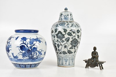 Lot 96 - A Chinese crackle glaze blue and white vase...
