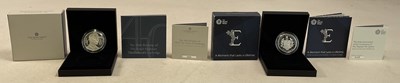 Lot 428 - ROYAL MINT; two £5 Silver Proof Piedfort Coins,...