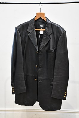 Lot 737 - VERSACE; a gentleman's black calfskin leather...