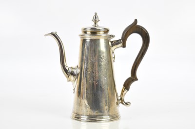 Lot 1208 - EV; a George II hallmarked silver coffee pot...