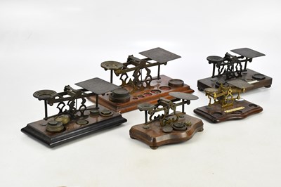 Lot 2324 - Five sets of Post Office balance scales,...