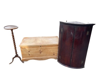 Lot 2265 - A George III oak bowfront corner cupboard, an...
