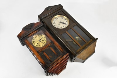Lot 2367 - An early 20th century oak cased wall clock,...