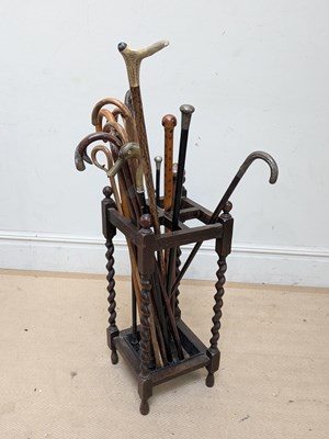 Lot 1296 - A 1920s four division stick stand, housing a...