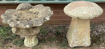 Lot 672 - A composite stone birdbath, 40 x diameter 52...
