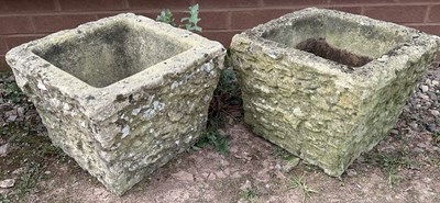 Lot 674 - Two composite stone pots, 26 x 36cm square.