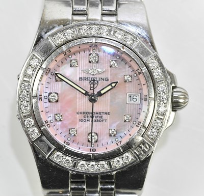 Lot 554 - BREITLING; a lady's stainless steel wristwatch,...