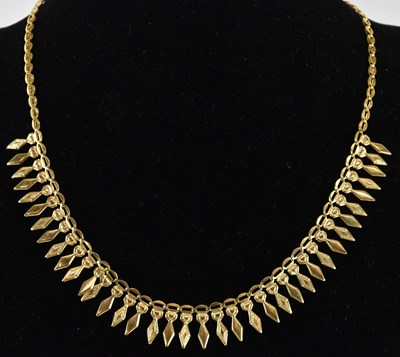 Lot 1432 - A 9ct gold fringe necklace, length 41cm,...