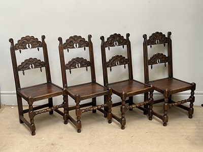 Lot 2060 - A set of four 17th century style oak...
