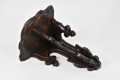 Lot 2061 - A 19th century oak corner wall display shelf...