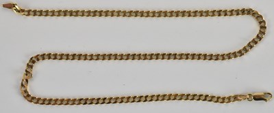 Lot 1421 - A 9ct gold flat curb necklace, with lobster...