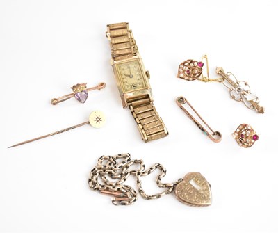 Lot 453 - A gentleman's Art Deco gold plated wristwatch,...