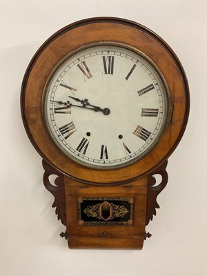 Lot 650 - A 19th century oak cased drop dial wall clock,...