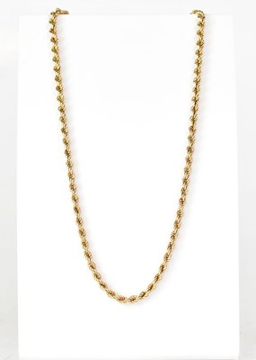 Lot 858 - A 9ct yellow gold ropetwist necklace, length...