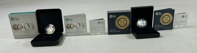 Lot 410 - ROYAL MINT; two £1 Silver Proof Piedfort Coins,...