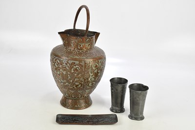 Lot 1712 - ORIVIT; a pair of pewter Art Nouveau beakers,...