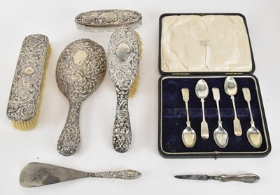 Lot 1093 - An Edward VII hallmarked silver mounted five...