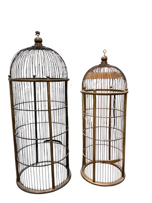 Lot 136 - A modern wooden and wirework dome top bird...