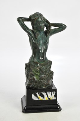 Lot 1410 - A bronzed figure of a nude female, bearing...