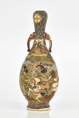 Lot 29 - A Japanese Satsuma twin handled bottle vase,...