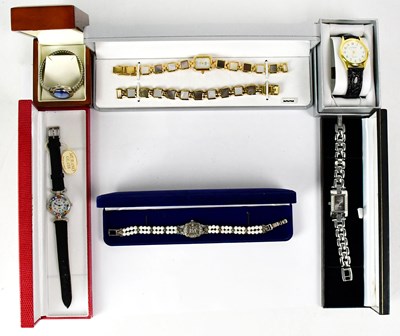 Lot 1021 - Six ladies' wristwatches, comprising an...