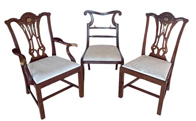 Lot 2099 - A reproduction Chippendale style open arm...