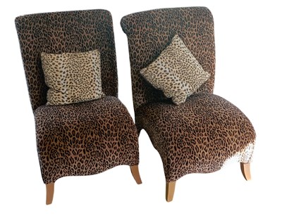 Lot 2085 - A pair of oversized side chairs, upholstered...