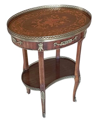 Lot 2086 - A reproduction French style inlaid oval side...