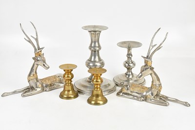 Lot 1391 - A pair of decorative figures of deer, 33cm,...