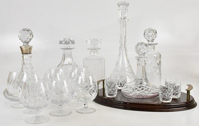 Lot 319 - A silver mounted decanter, four further...