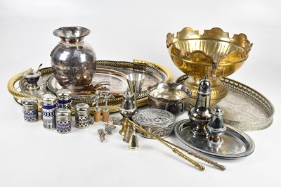 Lot 1451 - A quantity of plated items including two trays,...