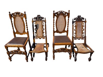 Lot 2173 - A pair early 20th century walnut cane seated...