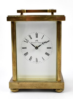 Lot 1460 - MATTHEW NORMAN; a lacquered brass eight day carriage clock