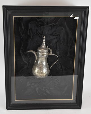 Lot 1137 - A framed Eastern 925 silver coffee pot,...