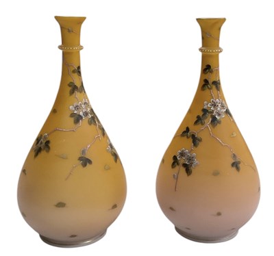 Lot 709 - A pair of Victorian orange ground opaque glass...