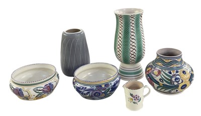 Lot 658 - ALFRED READ FOR POOLE POTTERY; a tall free...