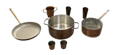 Lot 584 - A 19th century copper saucepan, a modern twin...