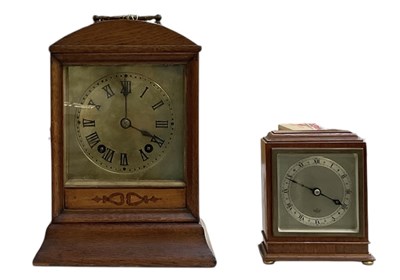 Lot 153 - Two oak cased mantel clocks, the larger with...