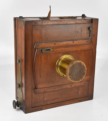 Lot 2480 - A large Victorian plate camera, the brass...