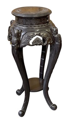 Lot 825 - A Chinese large black hardwood plant stand,...
