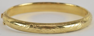 Lot 1625 - A 9ct gold hallmarked filled hinged bracelet,...