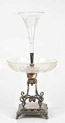 Lot 1438 - A Victorian silver plated epergne, with cut...