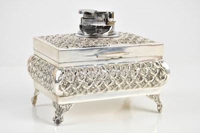 Lot 1523 - ARDA; a 900 grade silver table lighter/ lined...