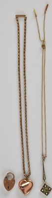 Lot 1431 - A 9ct gold heart shaped double locket, on 9ct...