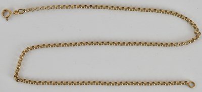 Lot 1444 - A 9ct gold belcher link necklace, with ring...