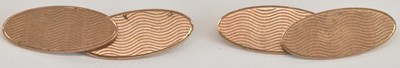 Lot 1524 - A pair of 9ct rose gold oval cufflinks with...