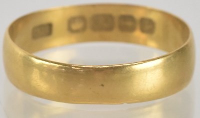 Lot 1341 - A 22ct gold band ring, size Q, approx 2.6g.
