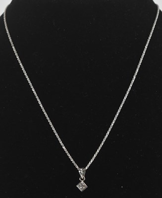Lot 1424 - An 18ct white gold necklace, with lobster claw...